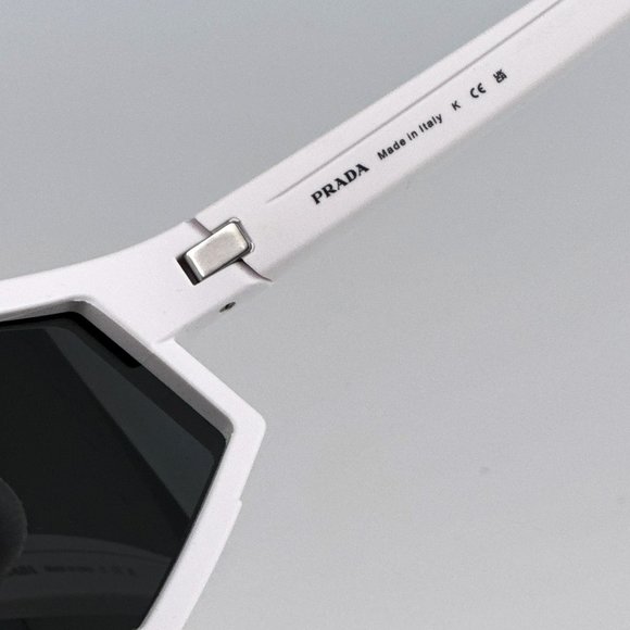 Prada PS04WSF TWK06F Sunglasses White Rubber Dark Grey Rectangle Unisex - Picture 10 of 12